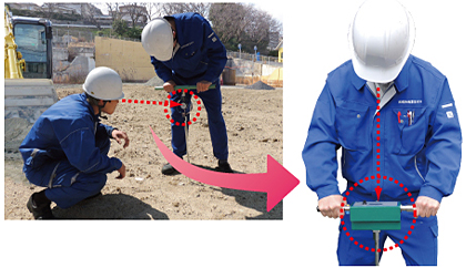 貫入作業者が一人で読み取り可能