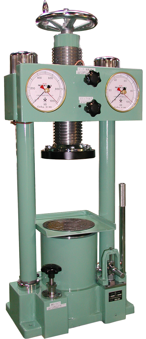 手動圧縮試験機 1000kN／荷重計1000kN・最小目盛10kN