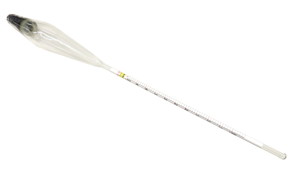 浮ひょうボイコス比重計　目盛範囲0.995〜1.050　全長280mm